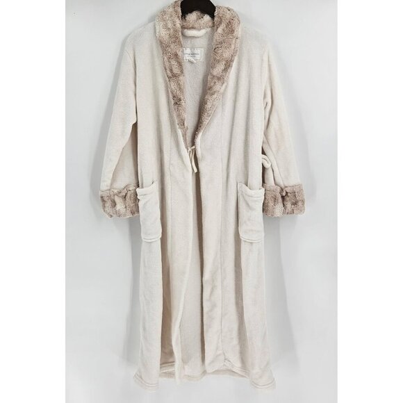 Carole Hochman Other - Carole Hochman Womens Long Plush Faux Fur Wrap Robe Patch Pockets Ivory Sz S